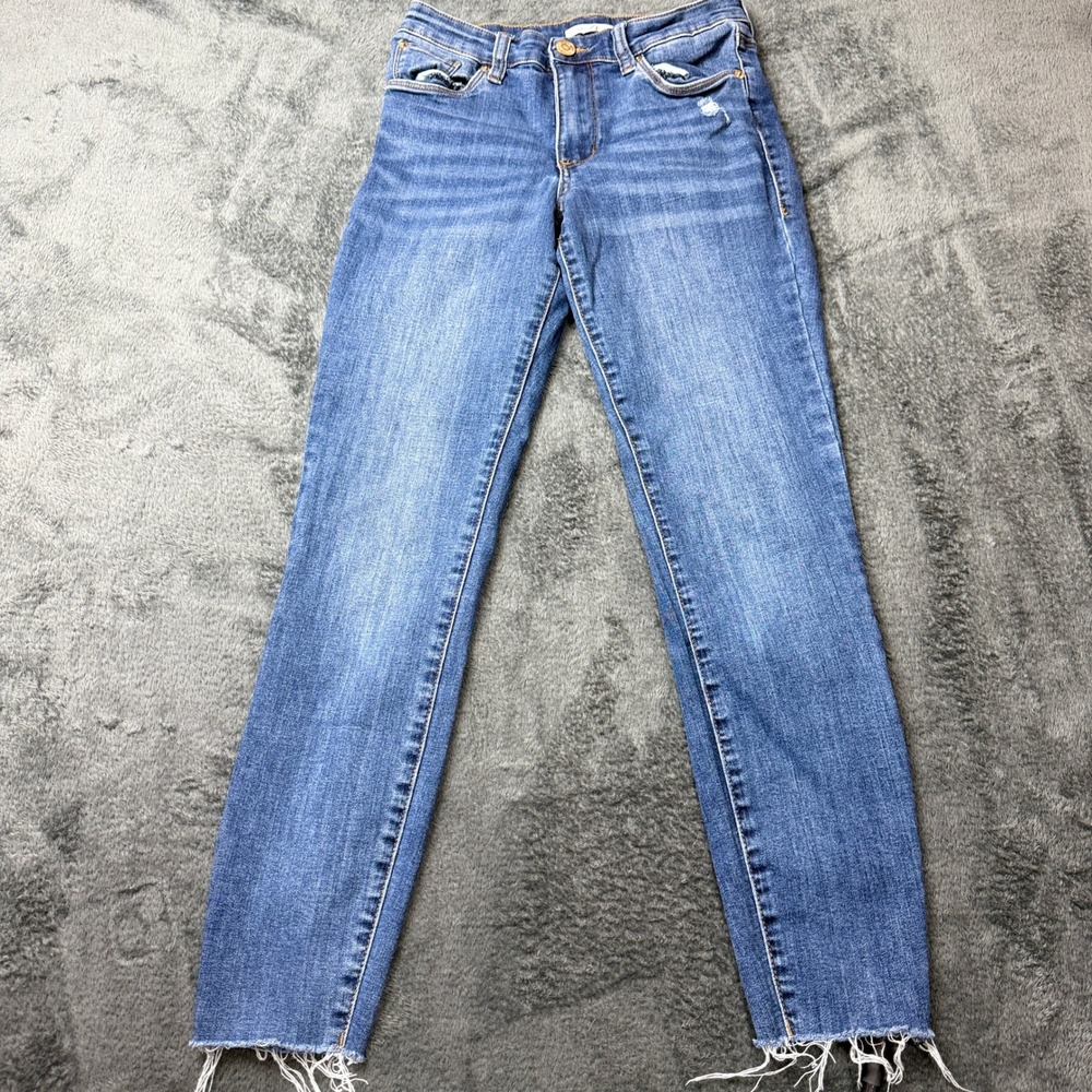 STS Blue Distressed Frayed Hem Ankle Skinny Jeans Denim Womens Size 26